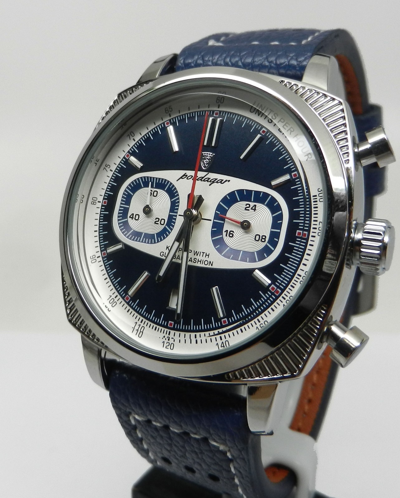 Men’s Top Time 43mm Surfboard Blue Chronograph Date Dial Rally Racing Watch
