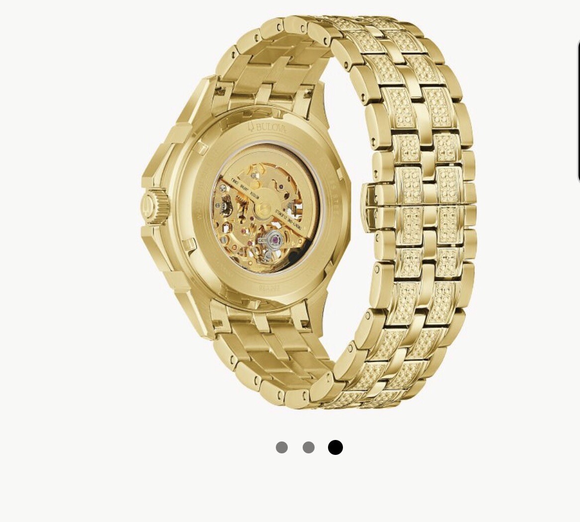 Bulova 98A292 OCTAVA AUTOMATIC MEN’S WATCH With Crystals Gold Dial