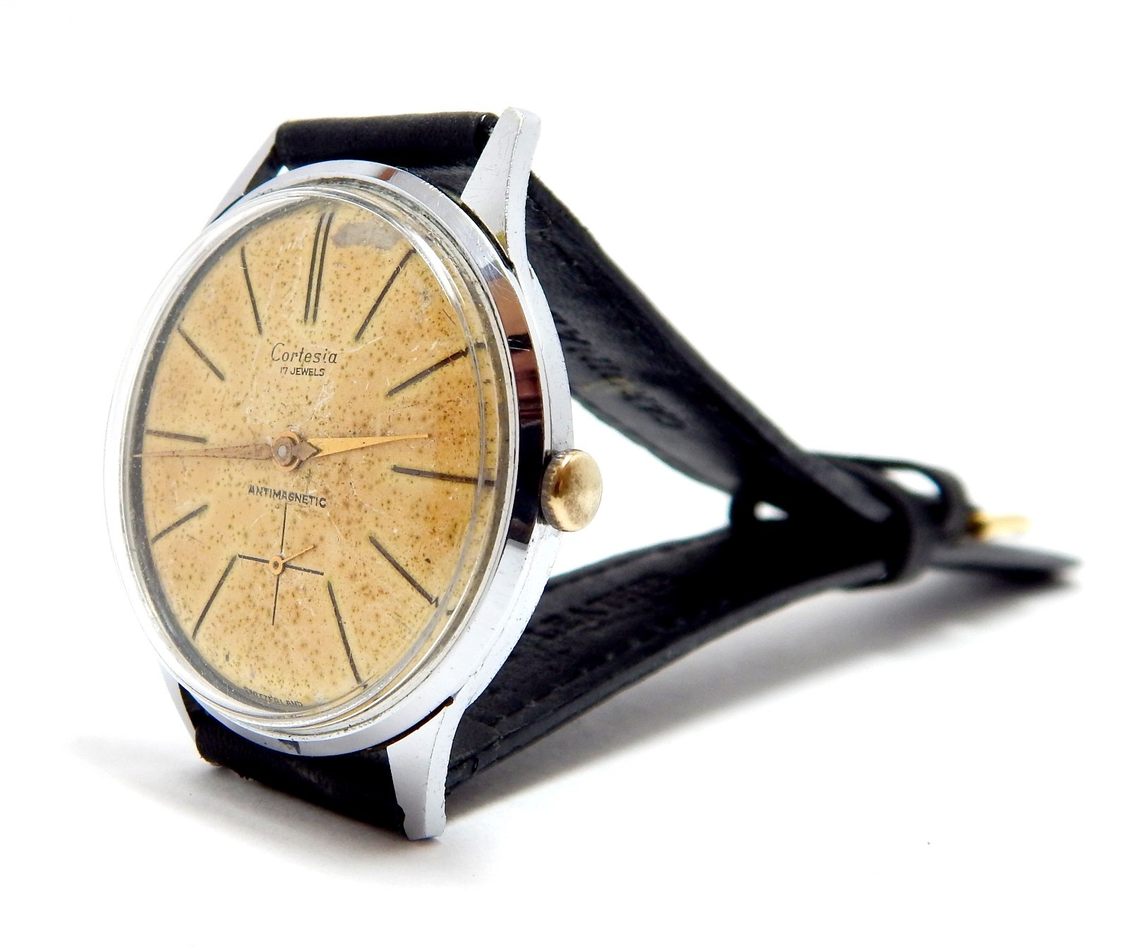 Watch CORTESIA Hand Winding 17 Jewels Case Steel 37mm Circa 1950 Men Working