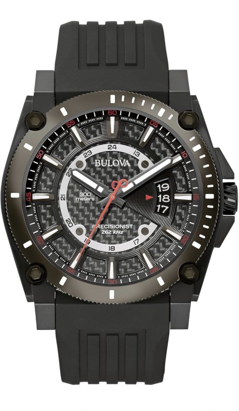 Bulova Men’s Precisionist Quartz Watch Black Polyurethane Strap 47 MM 98B417