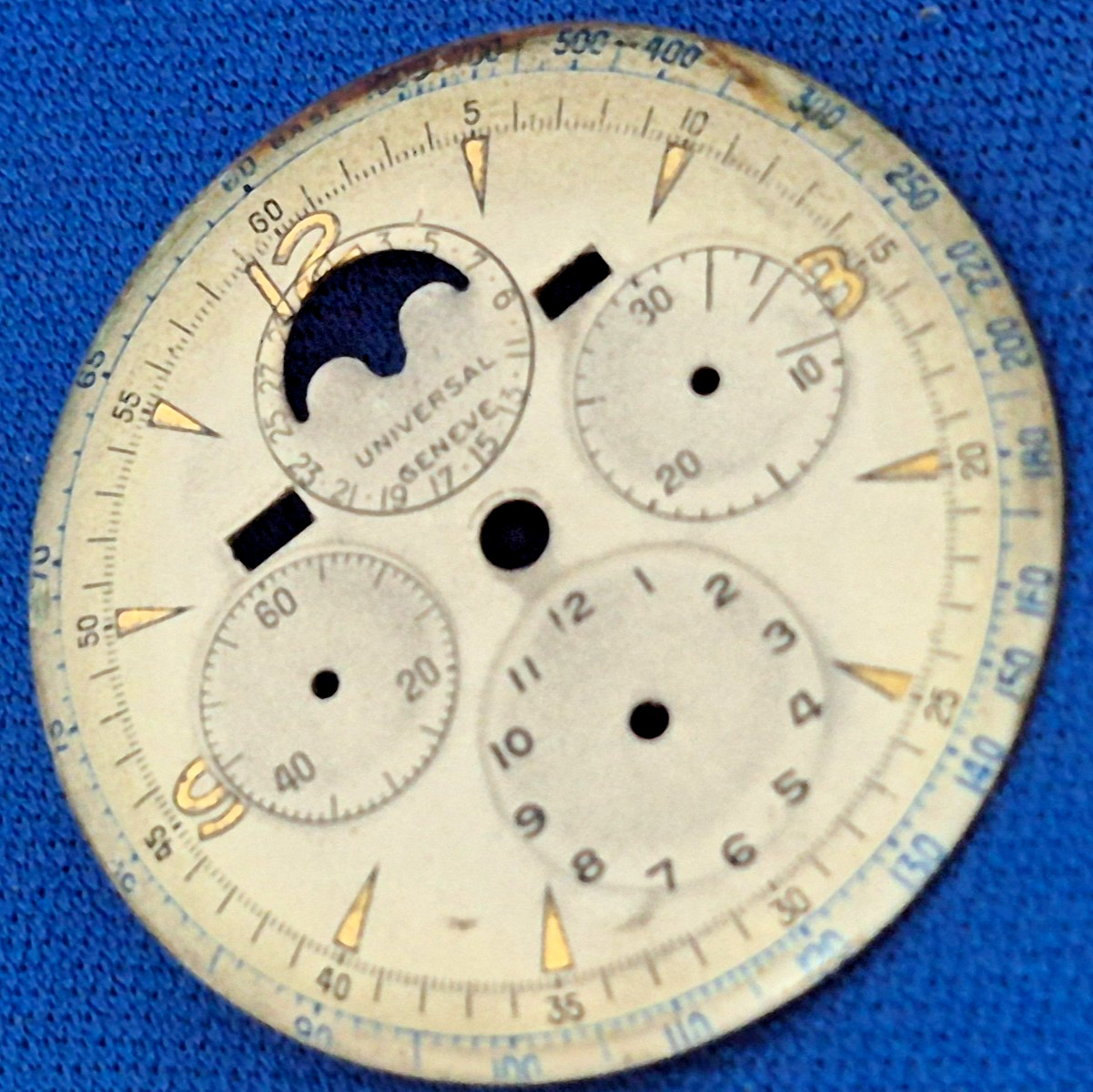 Universal Geneve Tri-compax Moon Phase Chronograph Dial 31.8mm Tri Compax Vintag