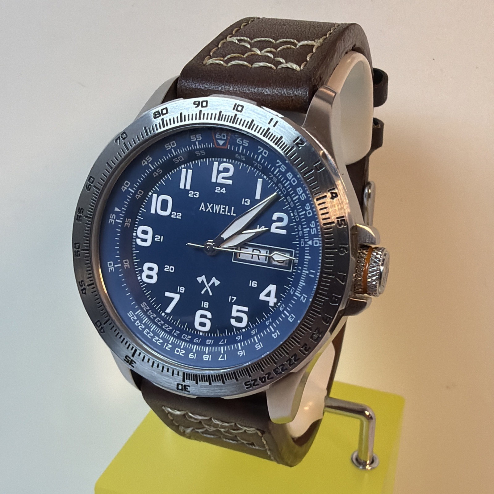 Axwell Blazer Leather Strap Watch – Brown/Navy + Additional Blue Leather Strap!!
