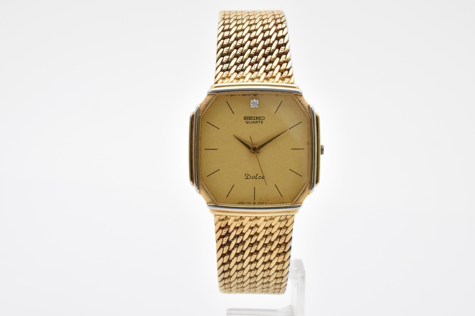 [Exc+5]SEIKO Dolce 7731-5000 29mm Quartz Vintage Gold 1P Diamond Men’s Watch