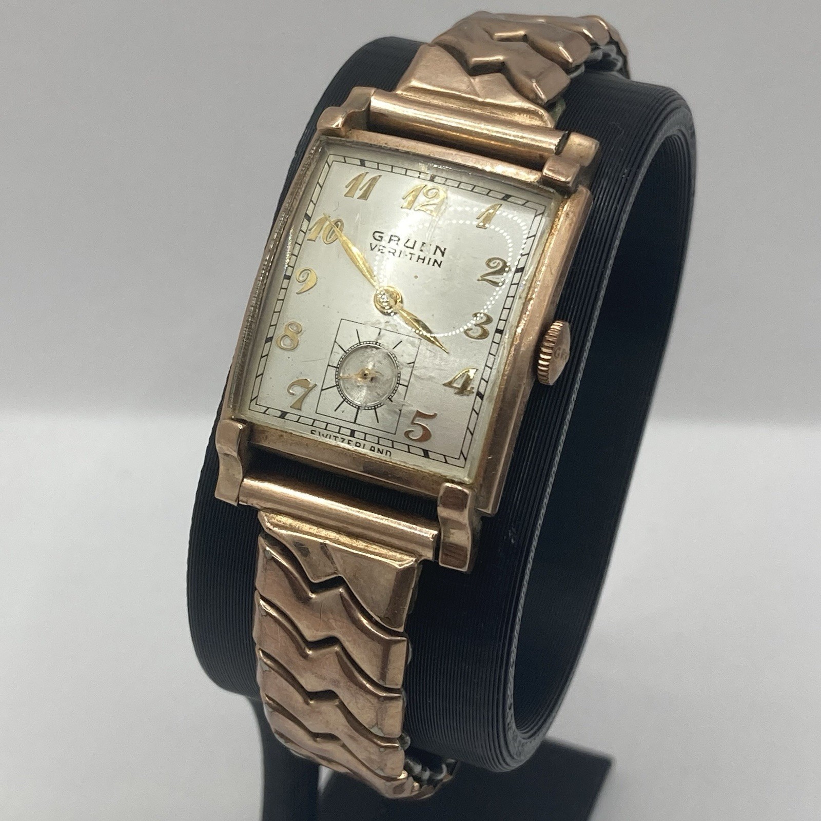 Vintage Gruen Veri-Thin 1/20 10k Gold Filled Rose Gold Watch 22 mm Case RUNNING