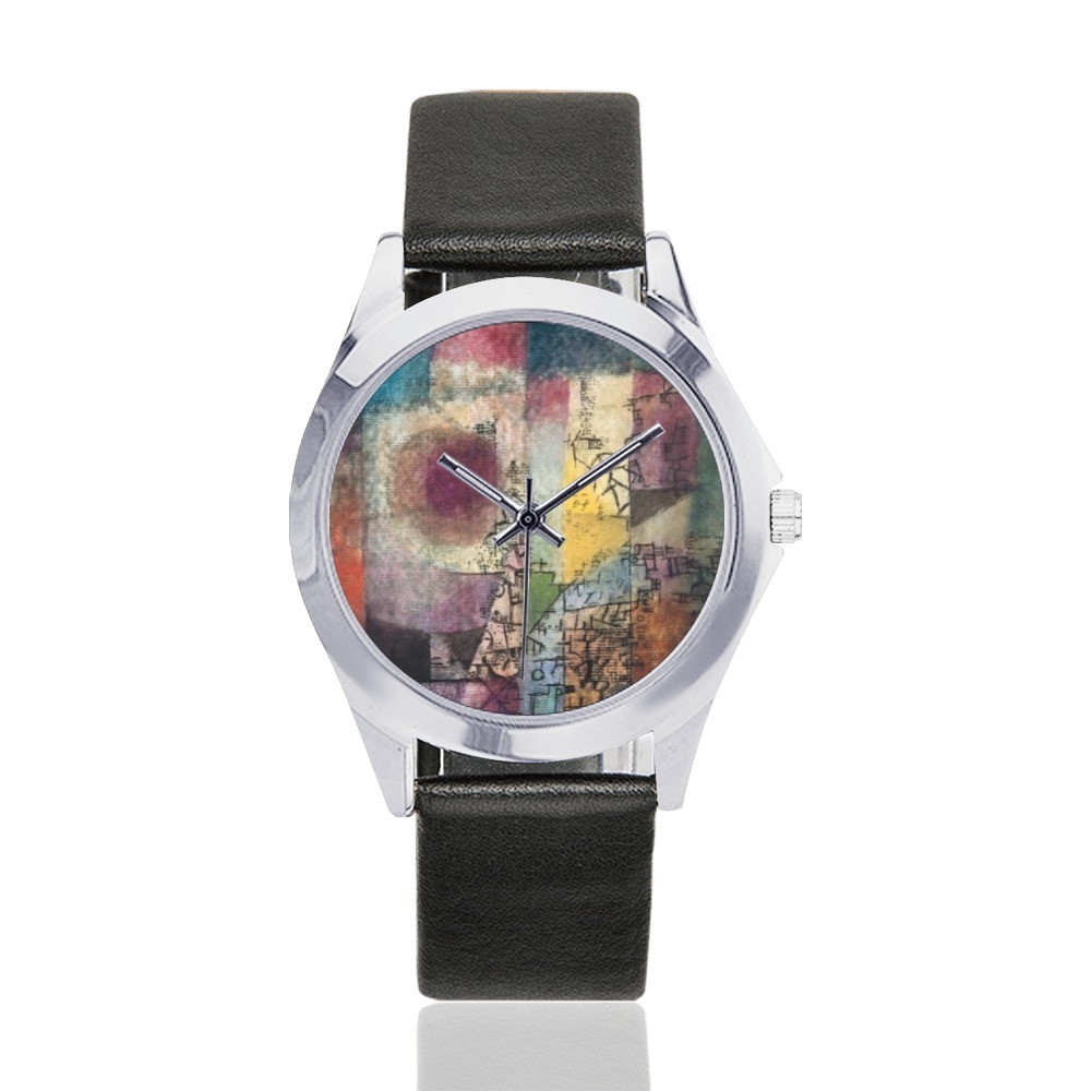 Paul Klee Art Wrist Watch Abstract Bauhaus Style Leather Strap Unisex