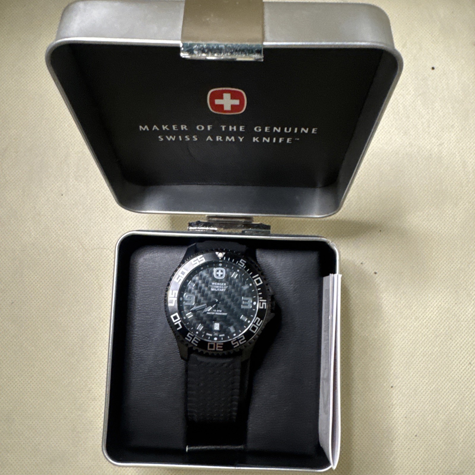 Wenger Black Silicone Strap 79355 Charcoal Dial Quartz Watch