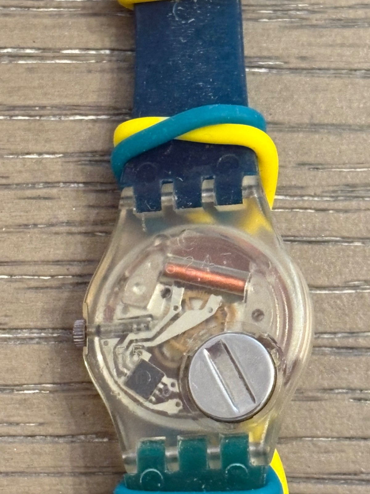 Swatch Watch Vintage Black Coral LK101 1986 Palm Coral Green Blue Works Skeleton