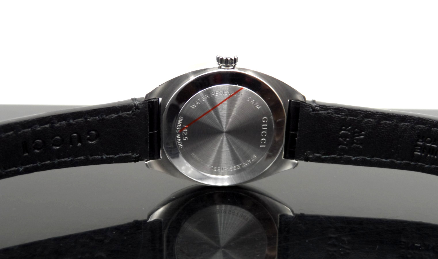 Gucci Black Dial Alligator Leather Band 142.5 Series Diamond Ladies Watch $4500