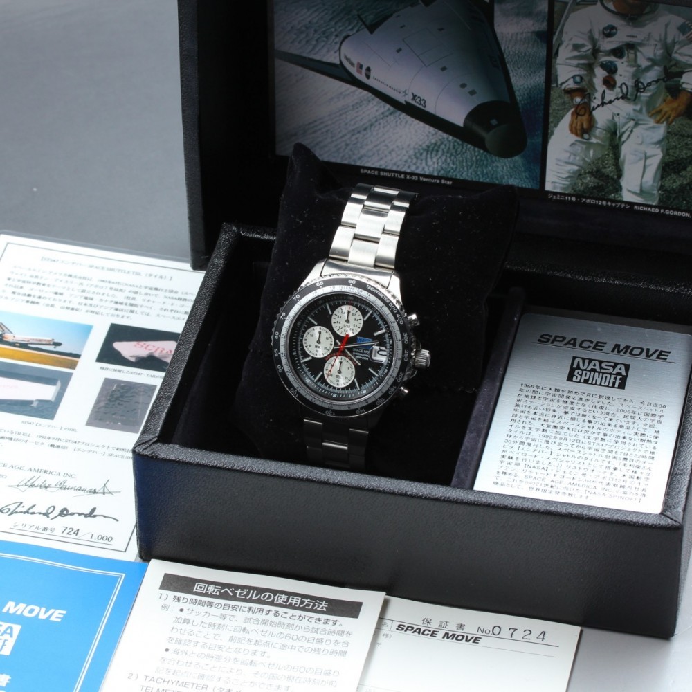 RARE MINT SEIKO NASA Spinoff Panda Dial 1000 Limited Quartz Men’s Watch Full Set