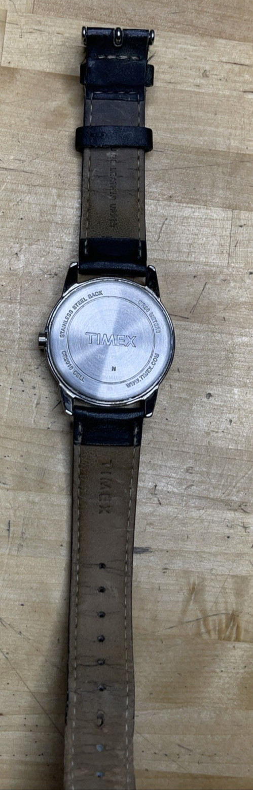 Timex CR 2016 Cell Indiglo Analog Quartz WR 30 Meters Leather Band Working