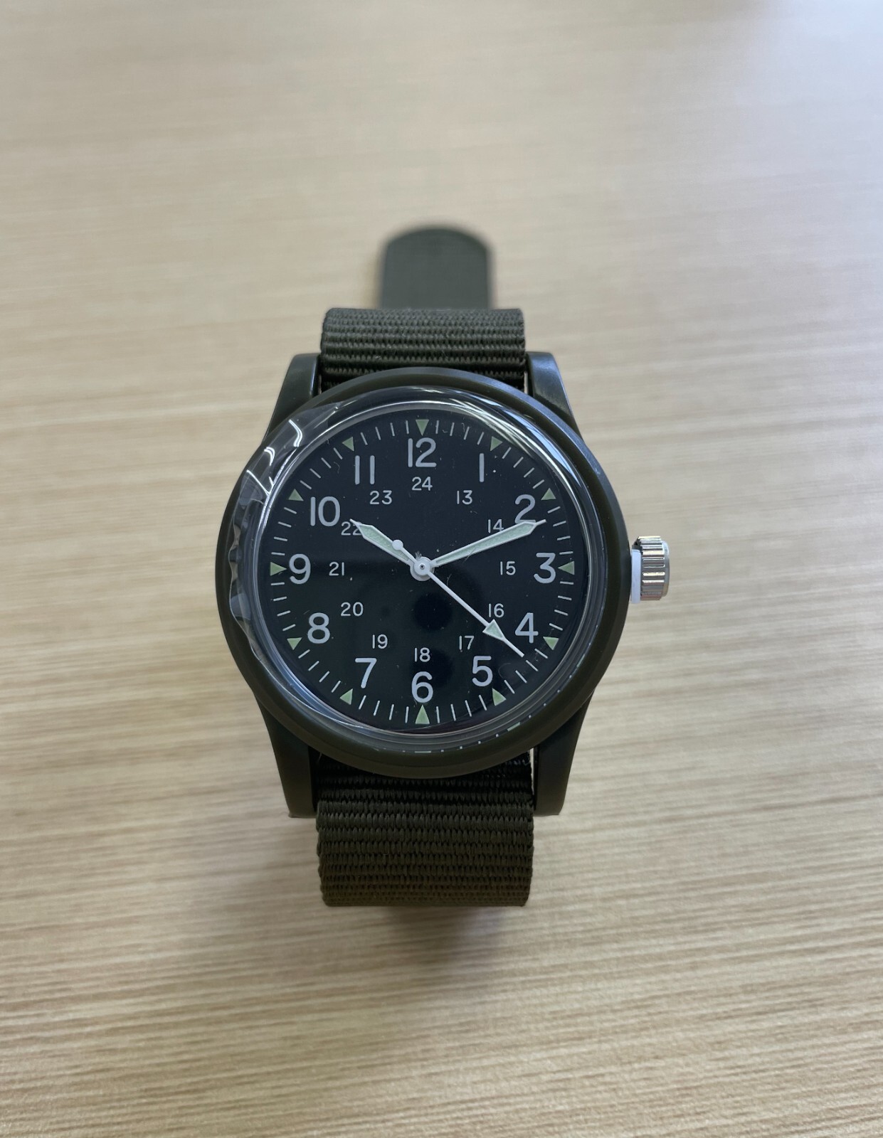 NEW Daiso Military Style Watch Olive Seiko Movement Japan