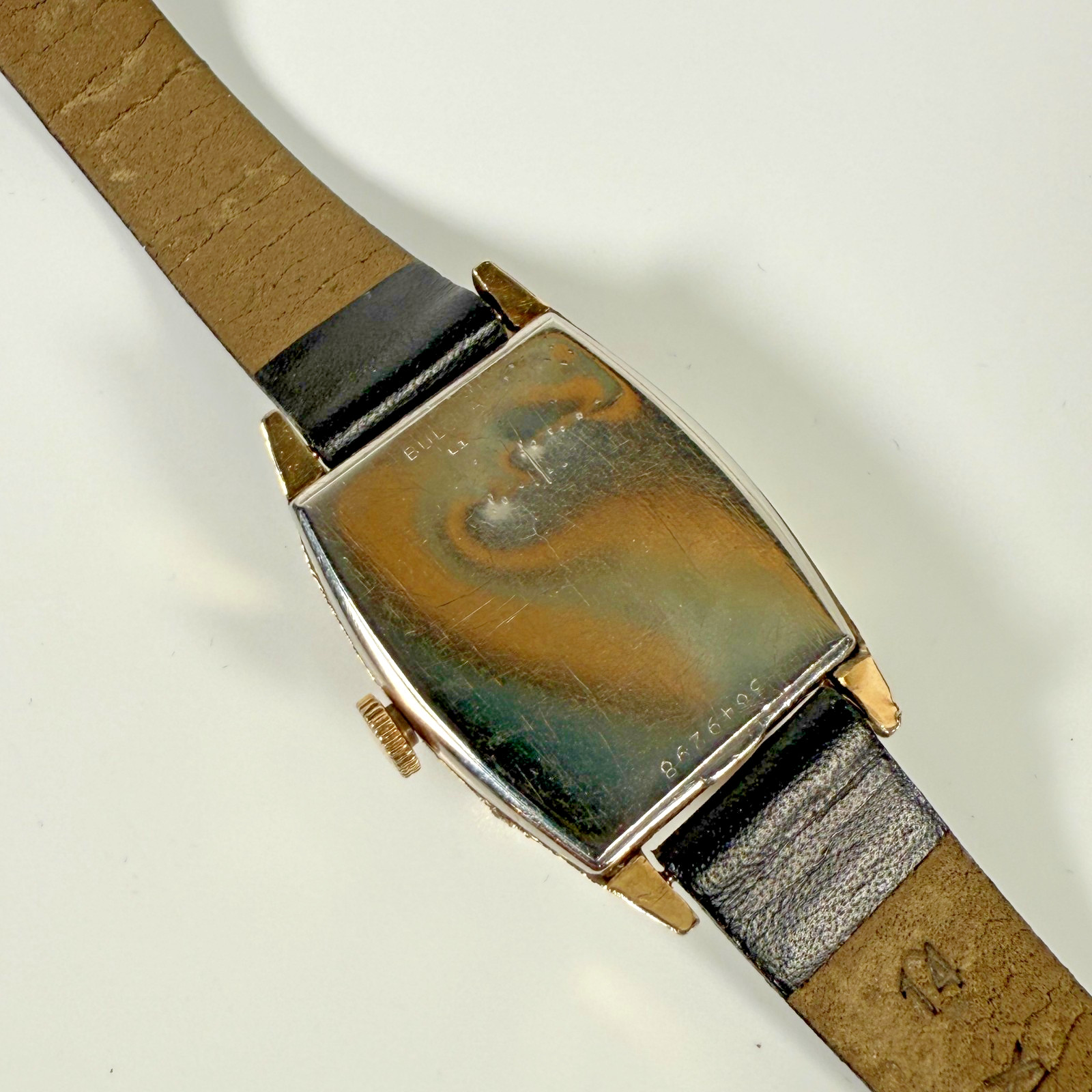 Vintage Bulova 10BC Art Deco Blue Dial 17J Mechanical Wristwatch Runs Very c1939