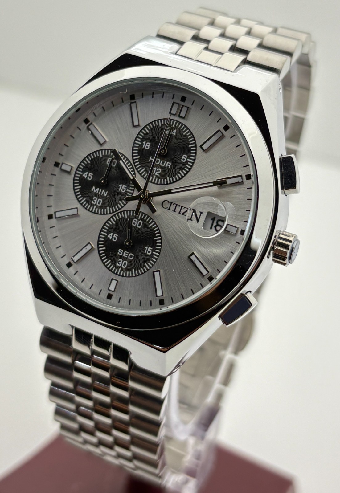 Refurbished Citizen Eco-Drive Chrono Quartz Silver Dial Sub-Sec/Date Wristwatch