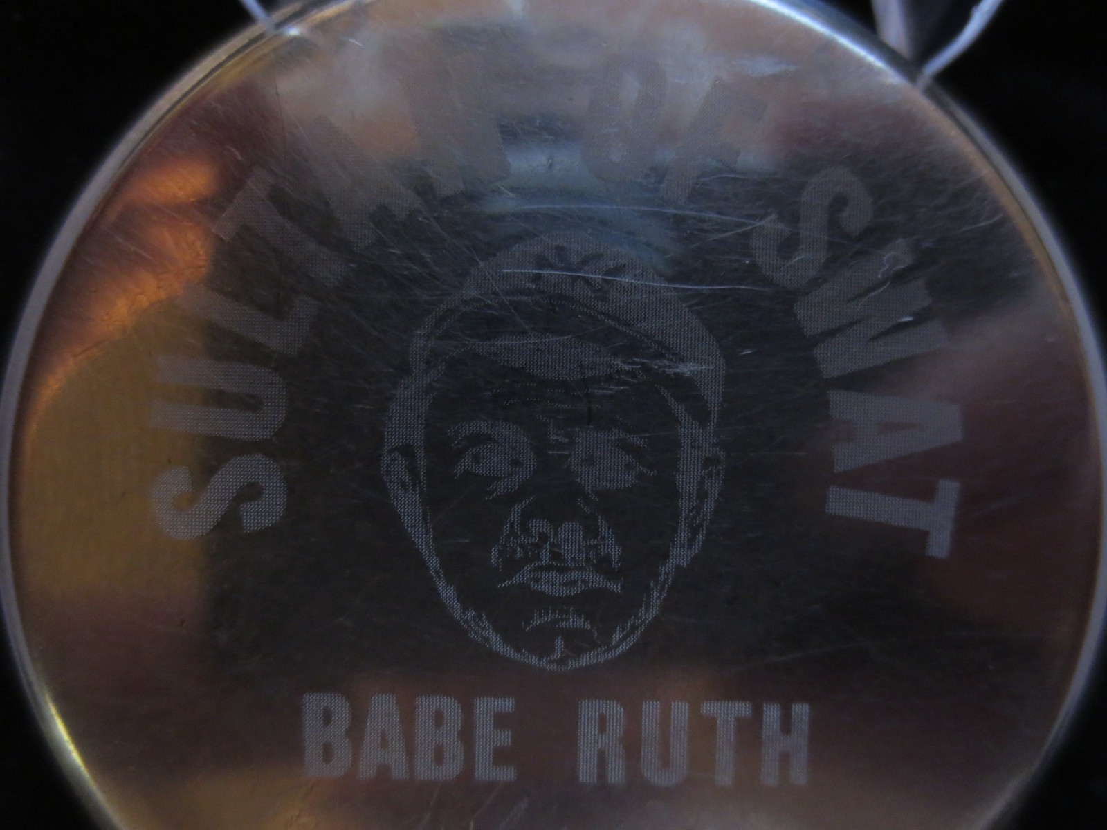 1940 16s Westclox Pocket W Baseball Babe Ruth Ad Theme Dial & Case Runs Well.