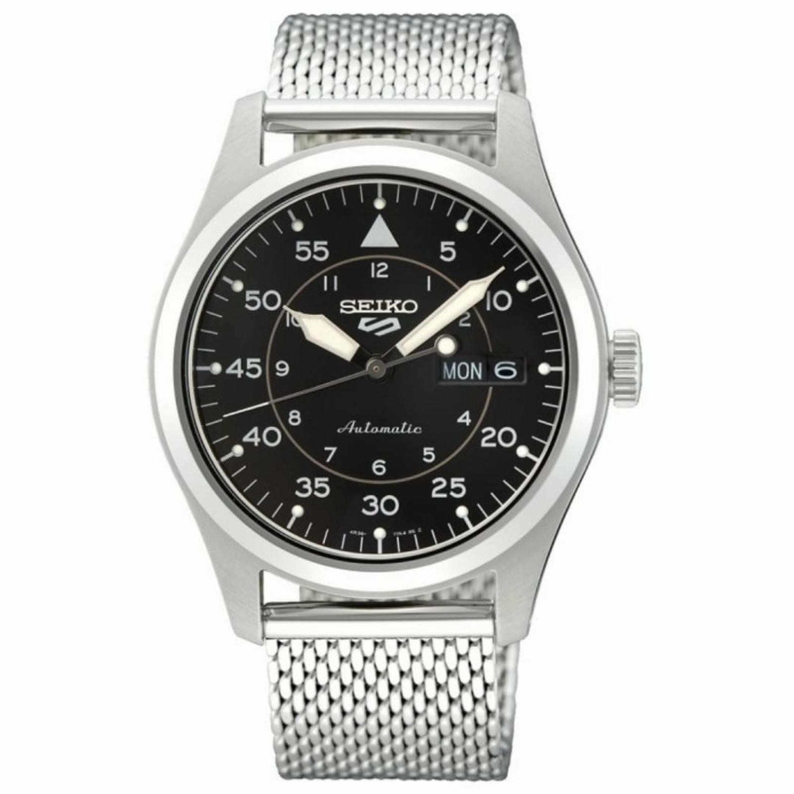 SEIKO 5 Automatic SRPH23K1 Field Watch Black Dial Milanese Bracelet 100m 4R36