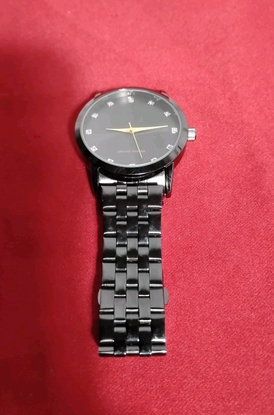 Genuine Diamond Stainless Steel Quartz Dress Wristwatch New Battery Installed