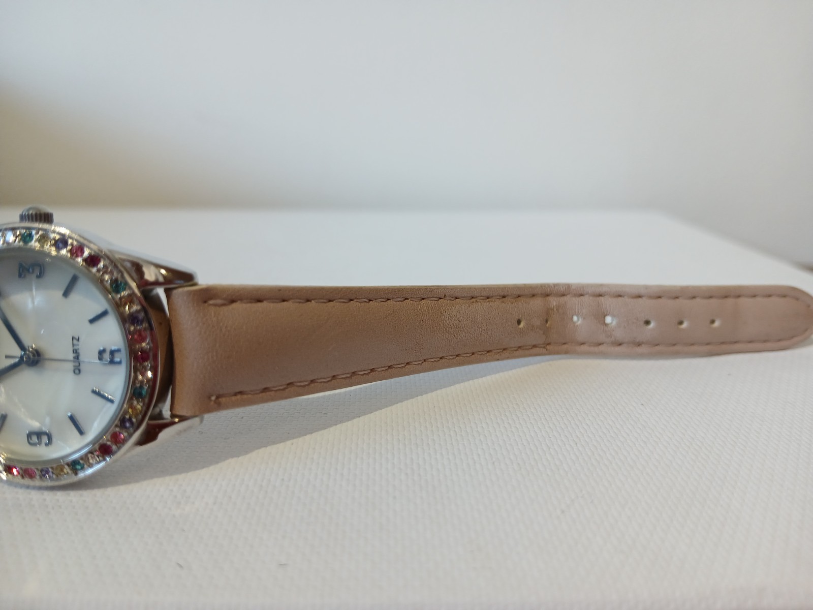 CITRON multicolour stones and pink strap ladies watch new battery