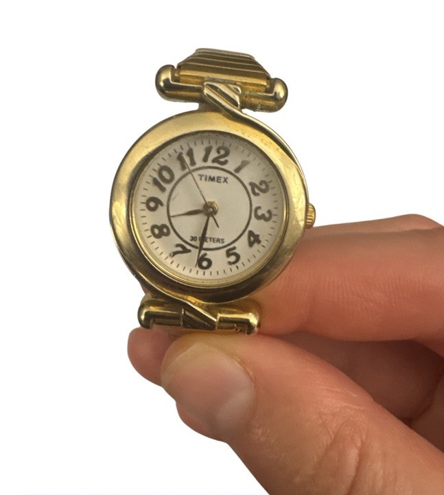 Timex Women’s Gold Tone Wristwatch 6.5 Inch Stretch Band 30 Meters Resistant