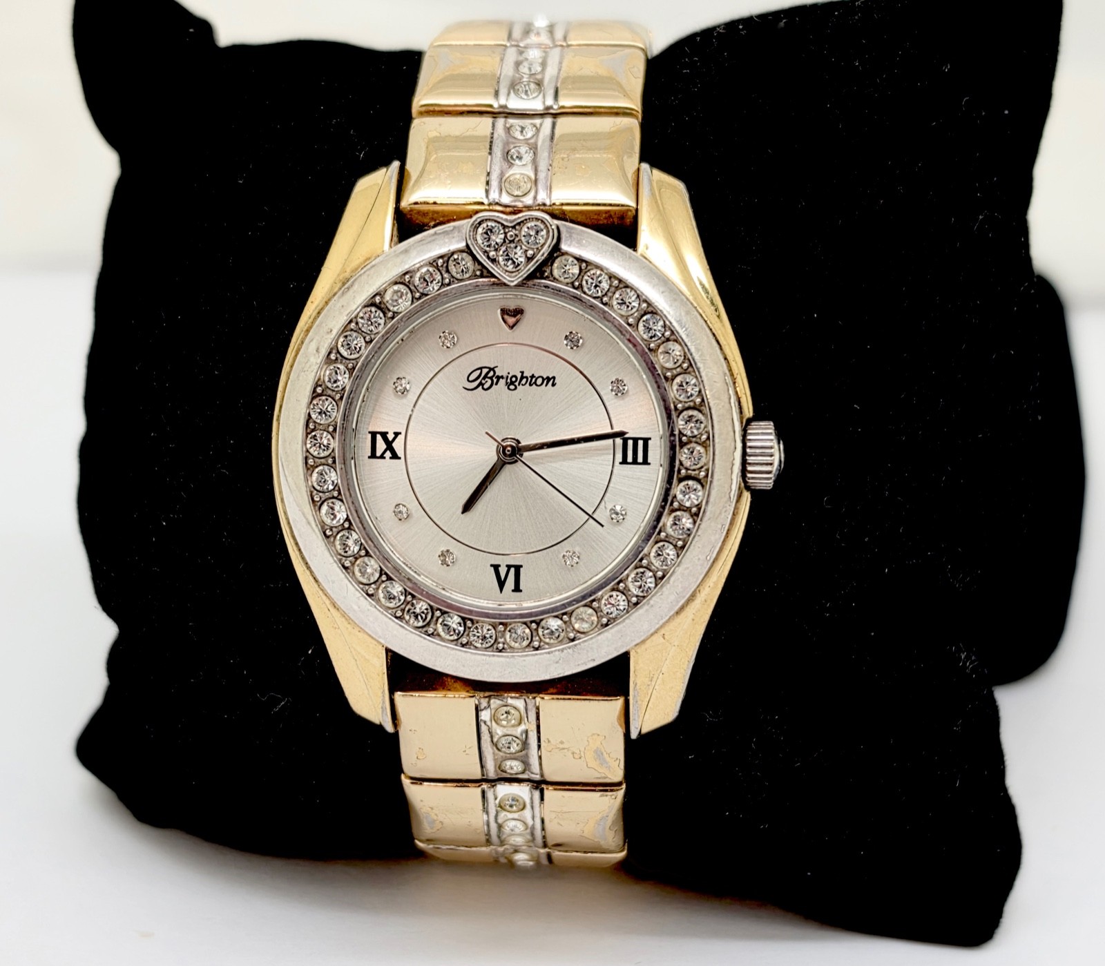 BRIGHTON DANA POINT GOLD TONE CRYSTAL WRISTWATCH, SERVICED,RUNS,VERY GOOD