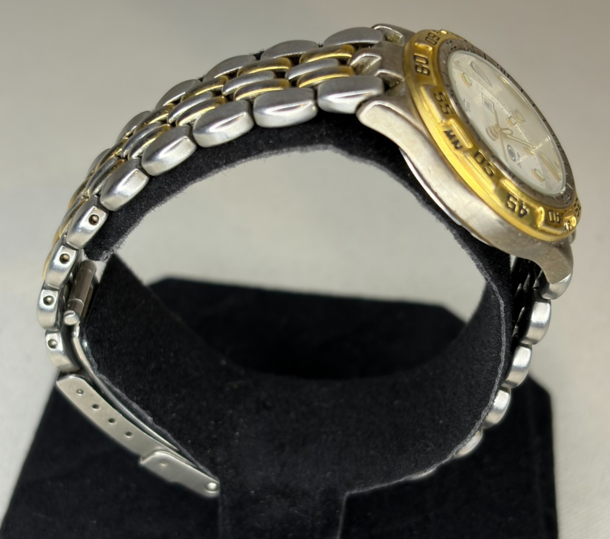 Fossil Blue AM-3229 Two-Tone Watch Men’s Quartz Silver Gold White Dial WORKING