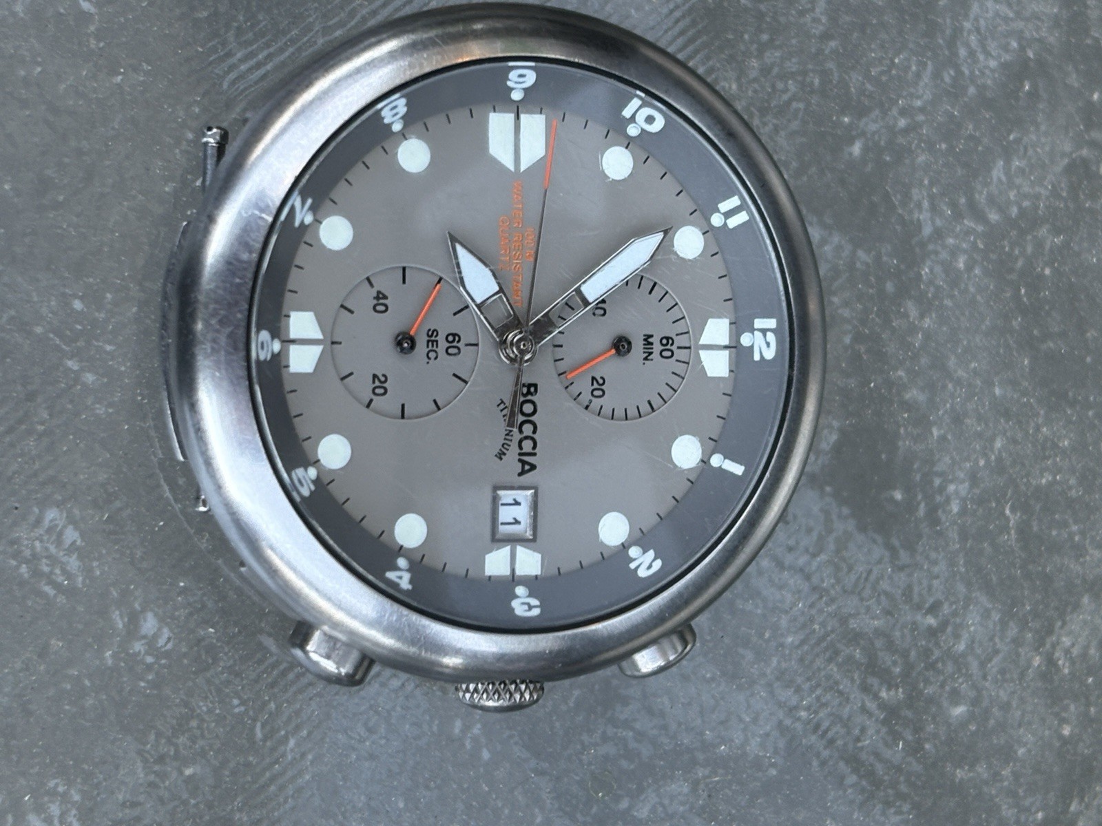 BOCCIA titanium men’s watch Chronograph /D- New Battery – Needs A Band