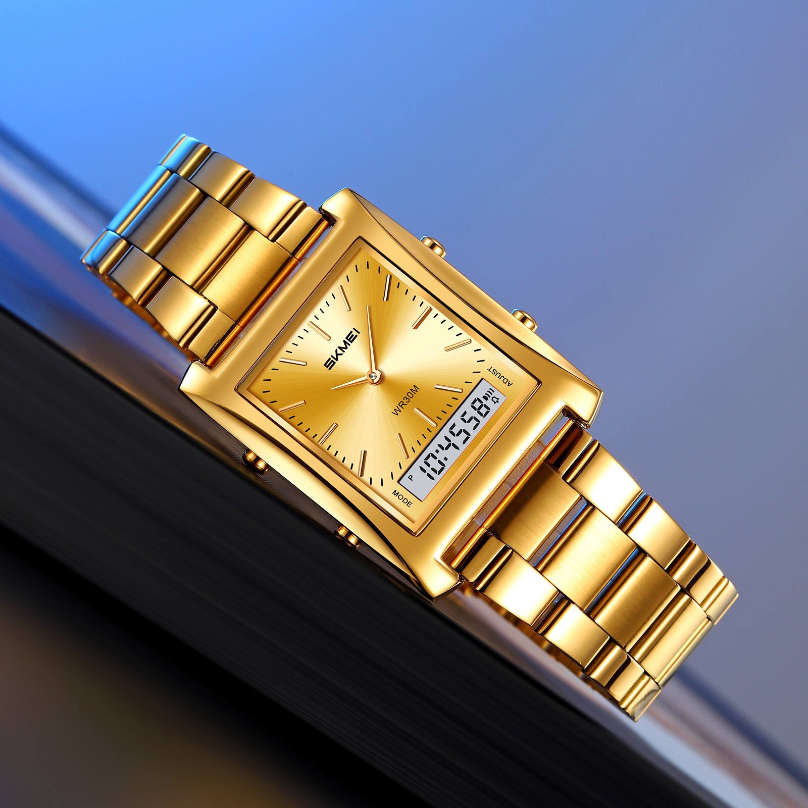 SKMEI Men Electronic Watch Rectangle Wristwatch Male Steel Digital Sport Watches