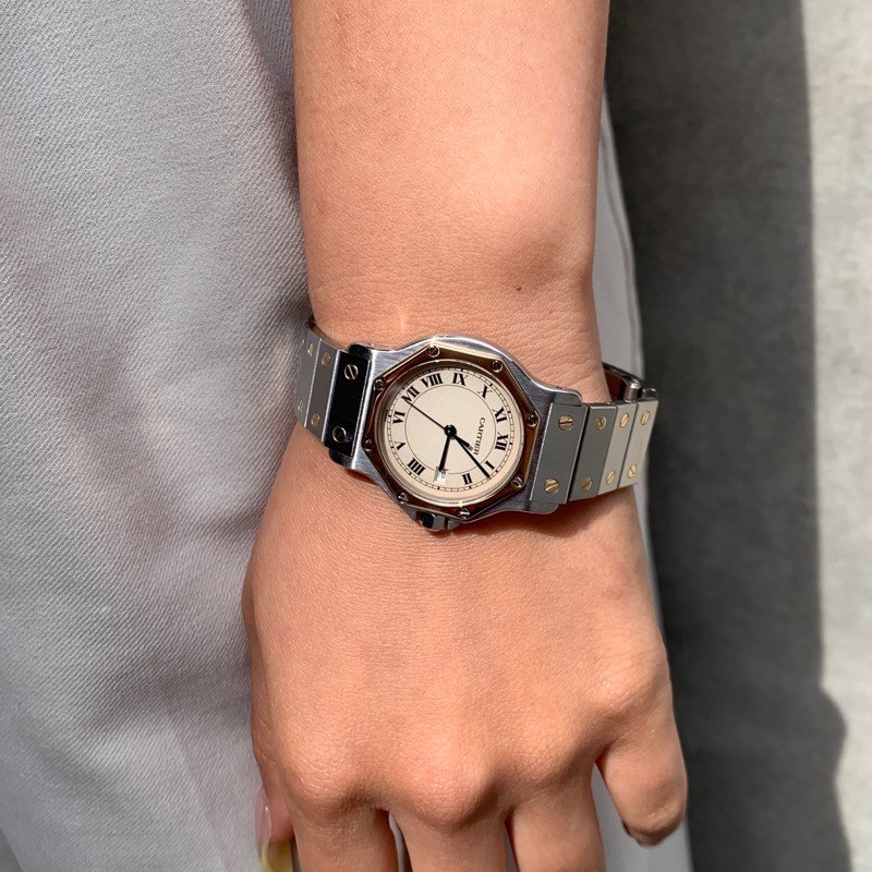 CARTIER Santos Octagon LM Date 3-Hand Two-Tone unisex Watches Watch