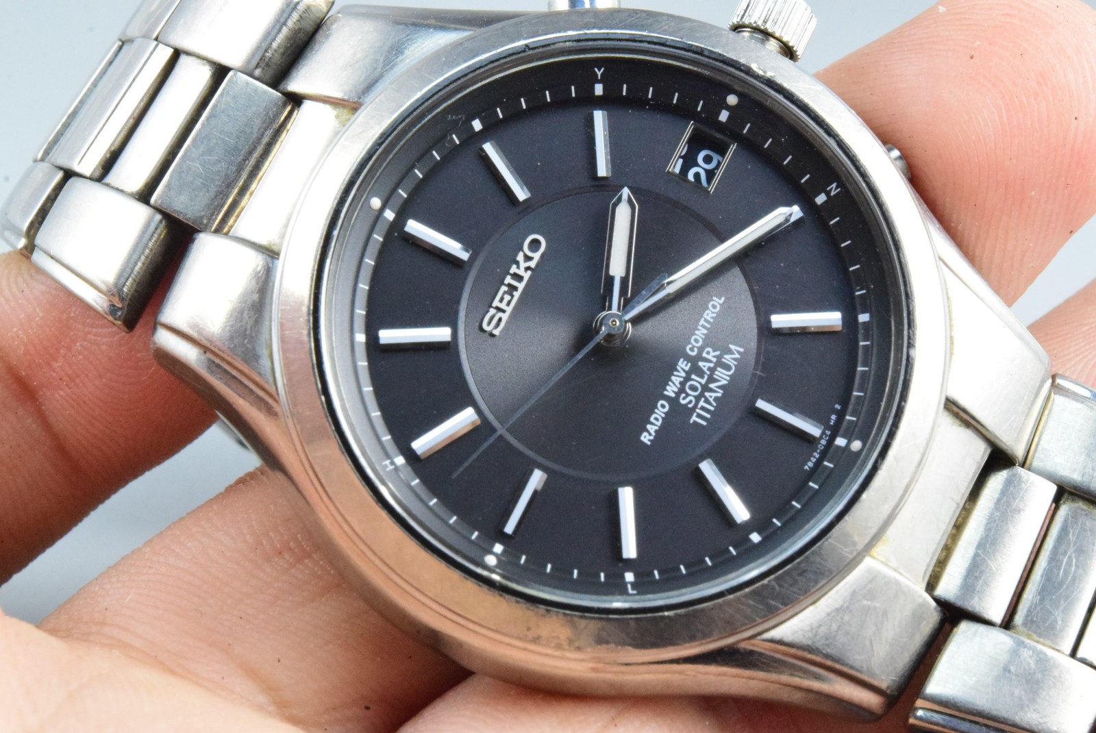 Vintage watch Seiko Solar Titanium 7B42-0AN0 Black Men Quartz Round 42mm