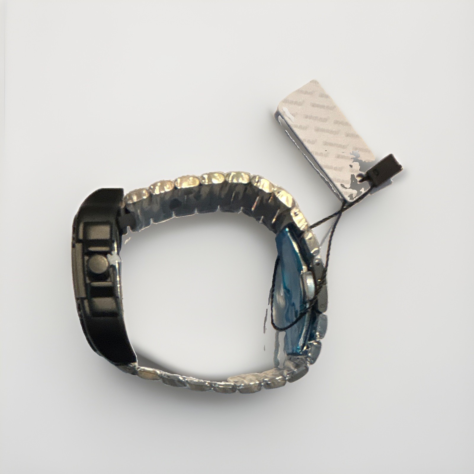 FORRAD Men’s Quartz Analog Square Watch Black Metal Bracelet Blue Dial