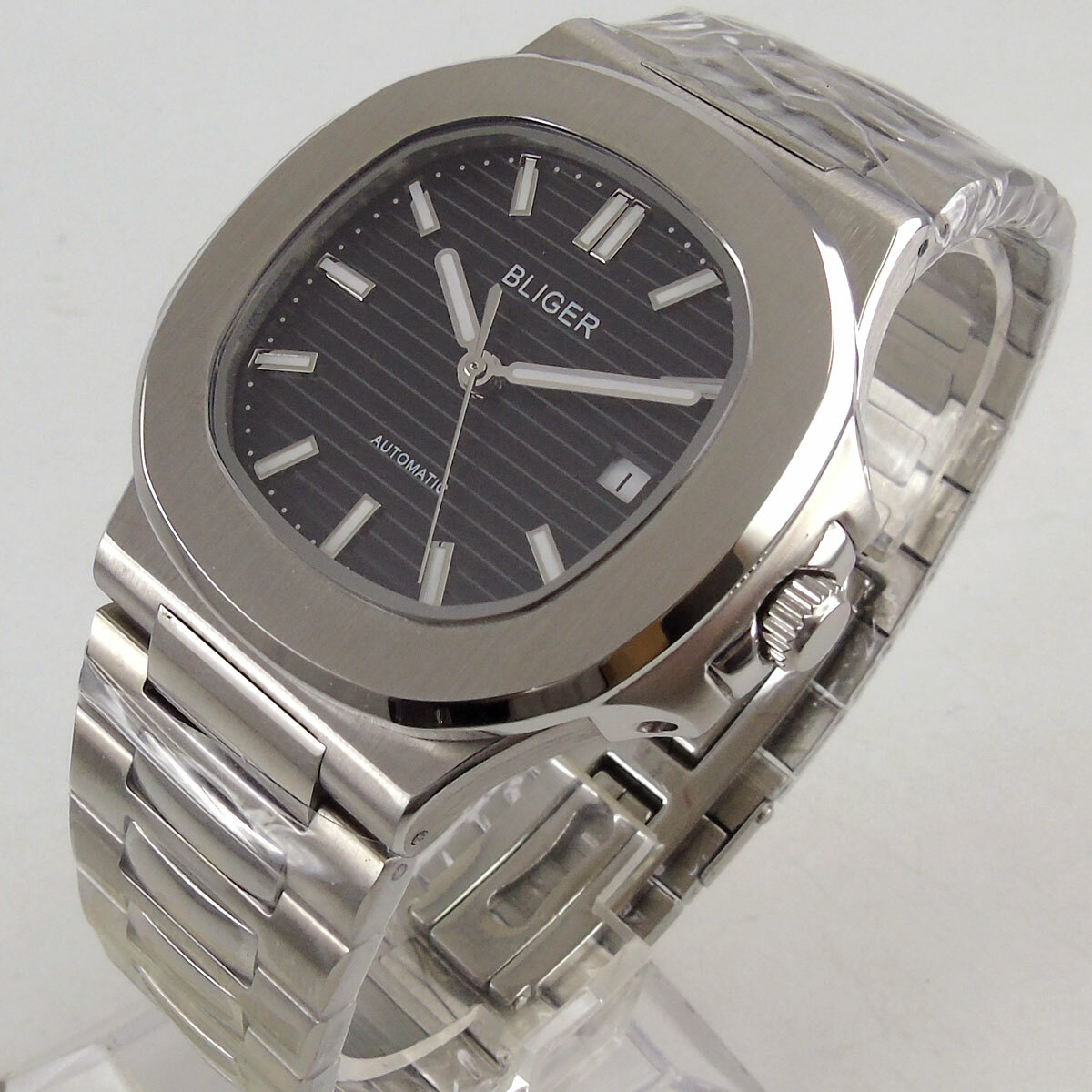 Square 40mm Bliger Black Dial Sapphire Glass PT5000 NH35A Automatic Mens Watch