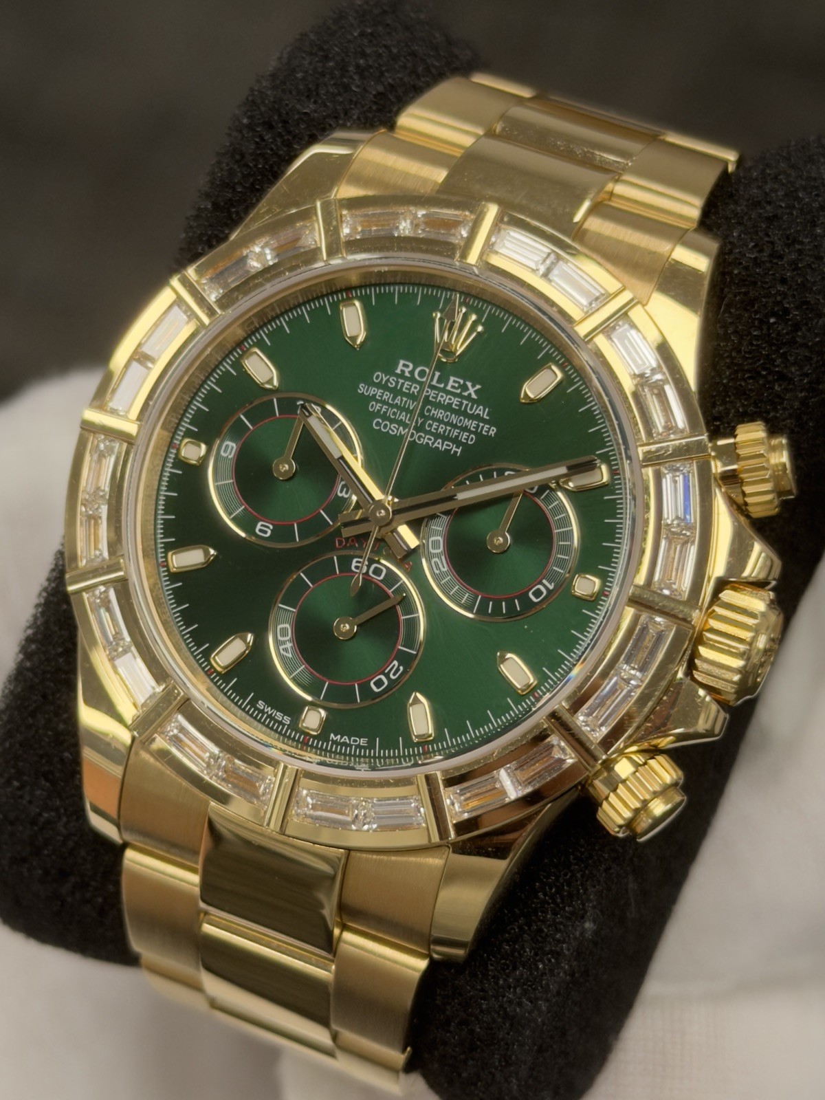 2019 Rolex Daytona 116568BR JOHN MAYER BAGUETTE Diamonds Yellow Gold Box Papers