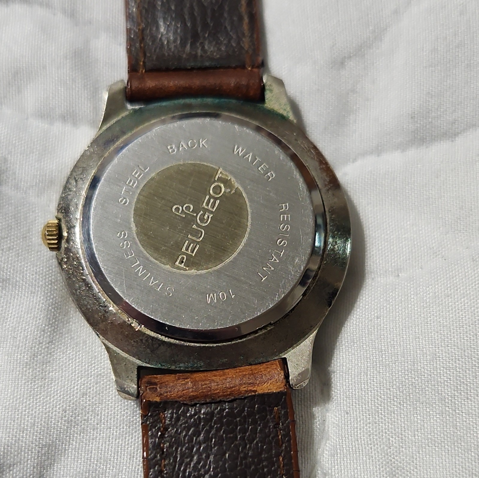Peugeot Quartz Rotating Bezel Blue Dial Date NEW BATTERY