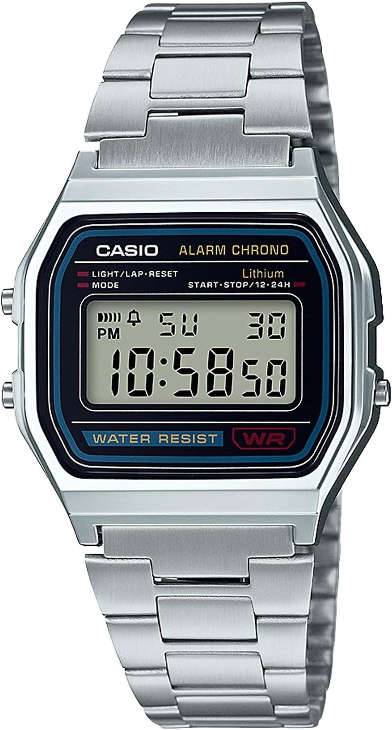 Casio Classic A158WA-1JH Digital Black Face Stainless Steel Vintage Watch New