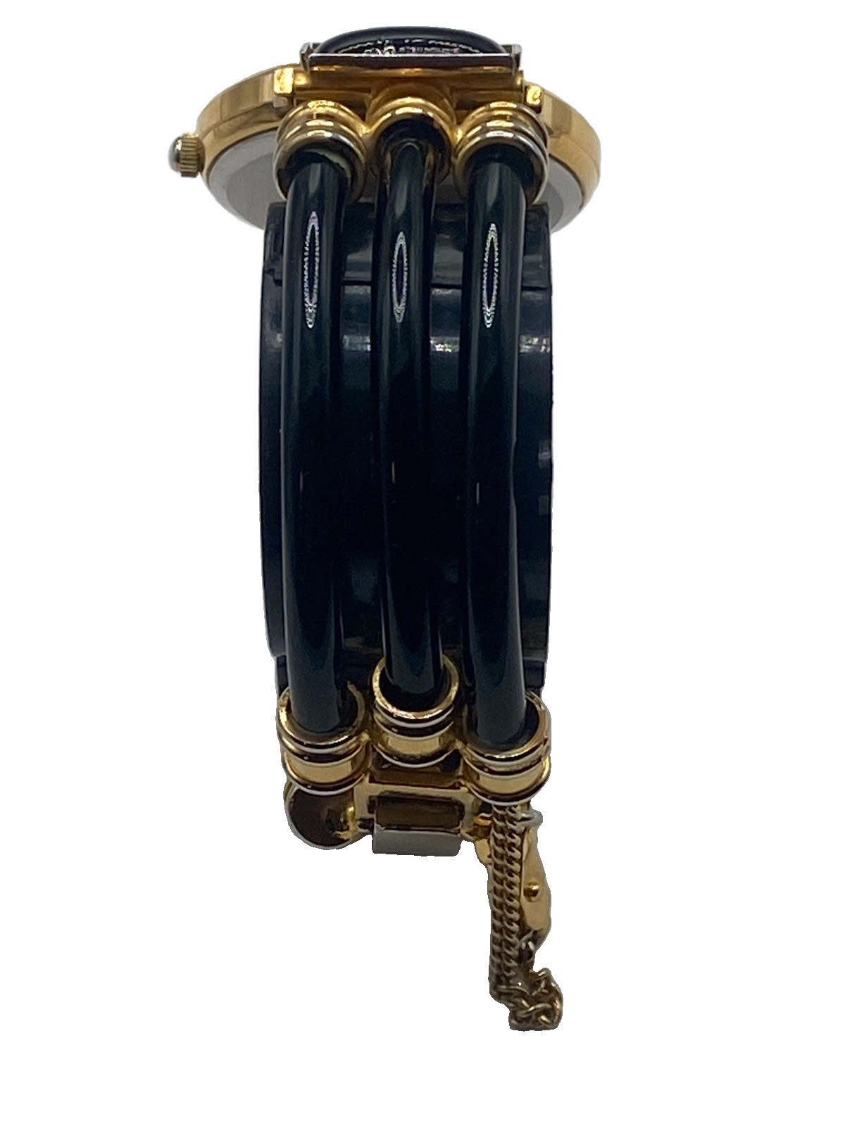 Laurana 32mm italian designer Ladies watch Black Enamel & Gold Plate accents VTG