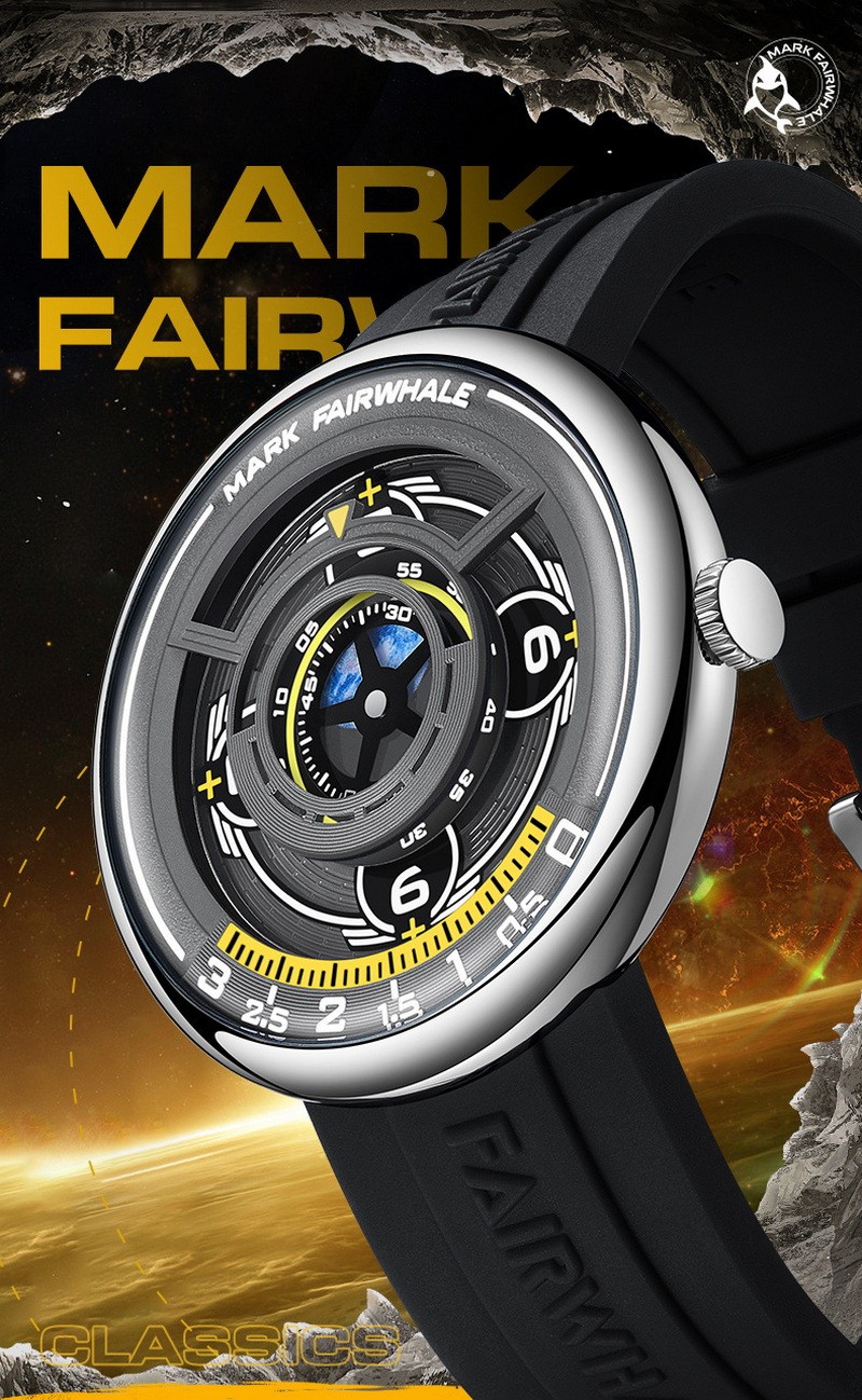 MARK FAIRWHALE Men’s Rotatable Earth Timing Disk Motion Trail Quartz Wristwatch