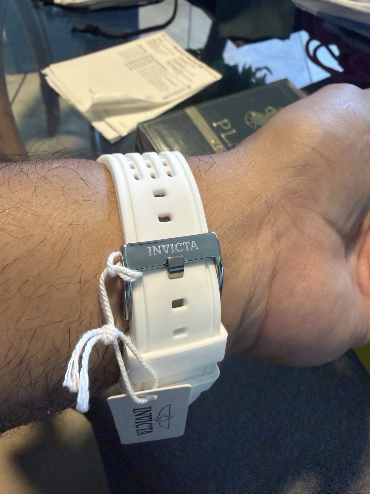 Invicta S1 Rally Men 42mm Transparent Tone Case White+Gold Metal Dial Quartz 🔥
