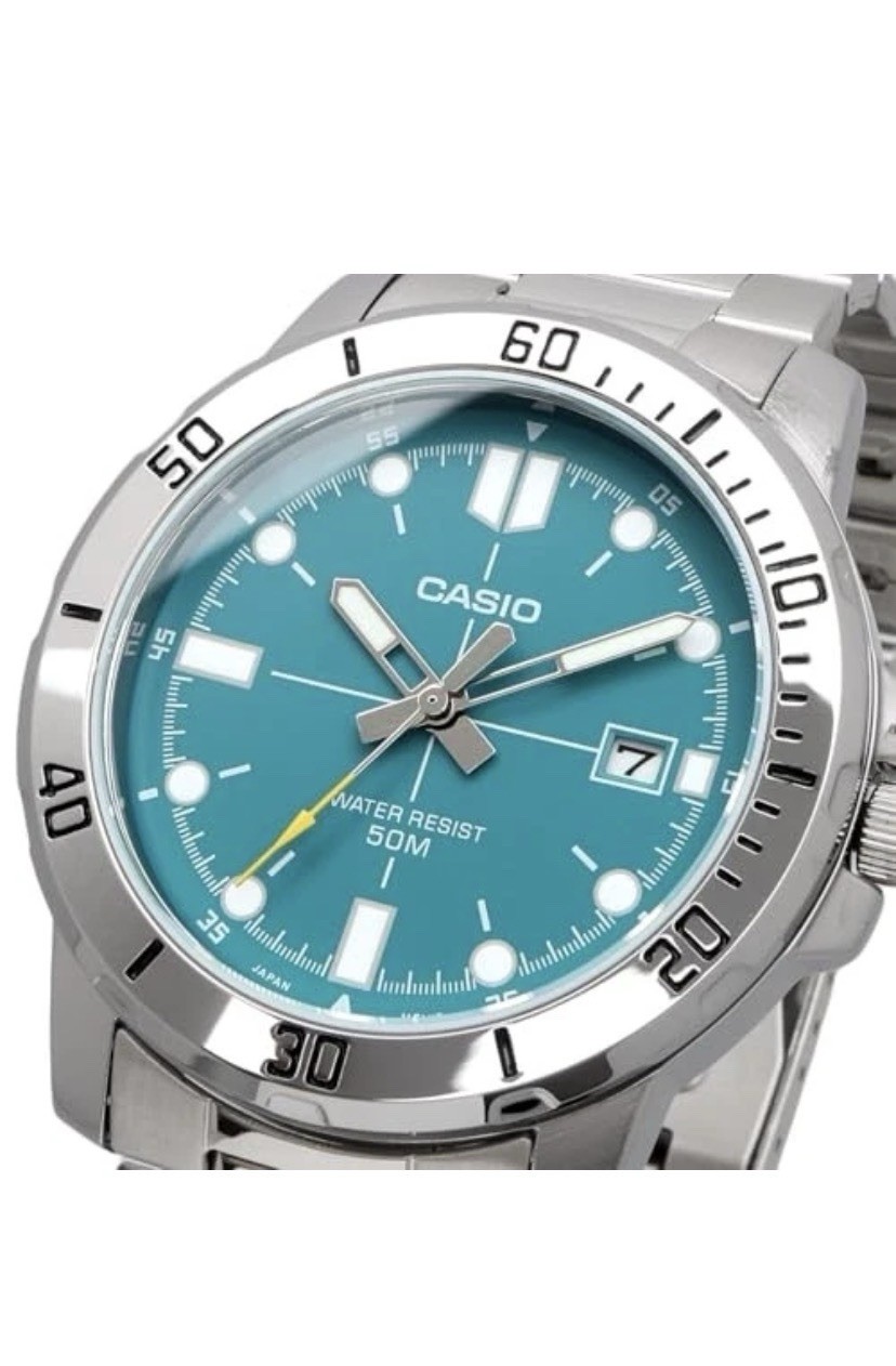 Casio Standard Quartz Men’s Watch MTP-VD01D-3E2V with Metal Band Blue-Green