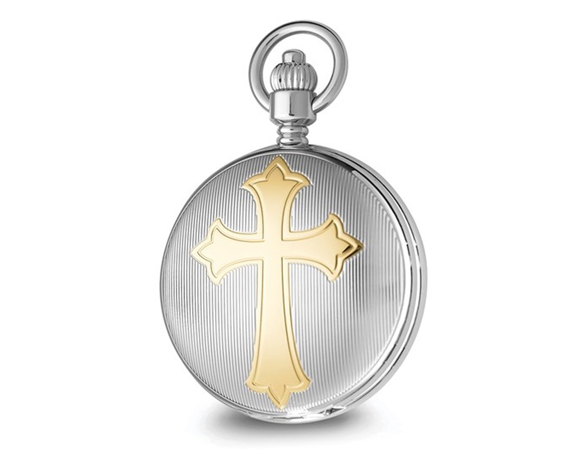 Charles Hubert Brass Hunter Cross Mechanical Pocket Watch (47mm)