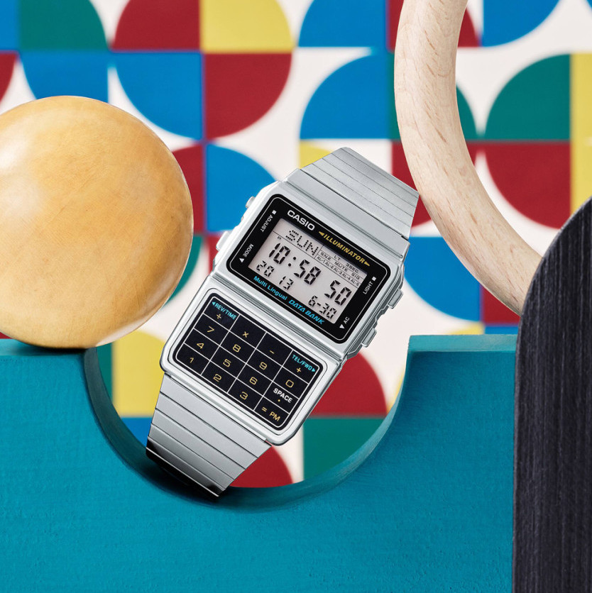Casio DBC-611-1DF Vintage Databank Calculator Silver Digital Watch Telememo