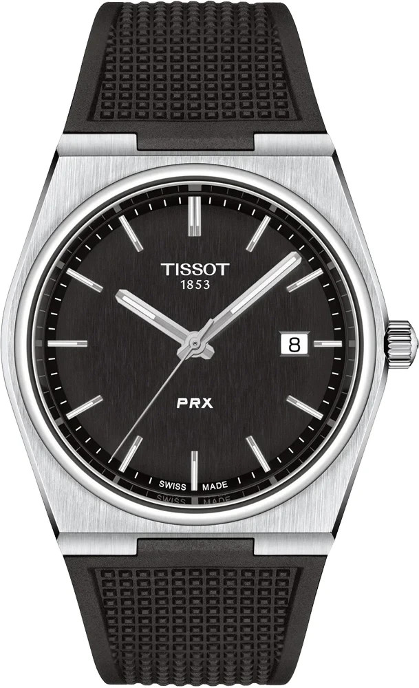 TISSOT PRX QUARTZ BLACK DIAL RUBBER STRAP MEN’S WATCH T137.410.17.051.01
