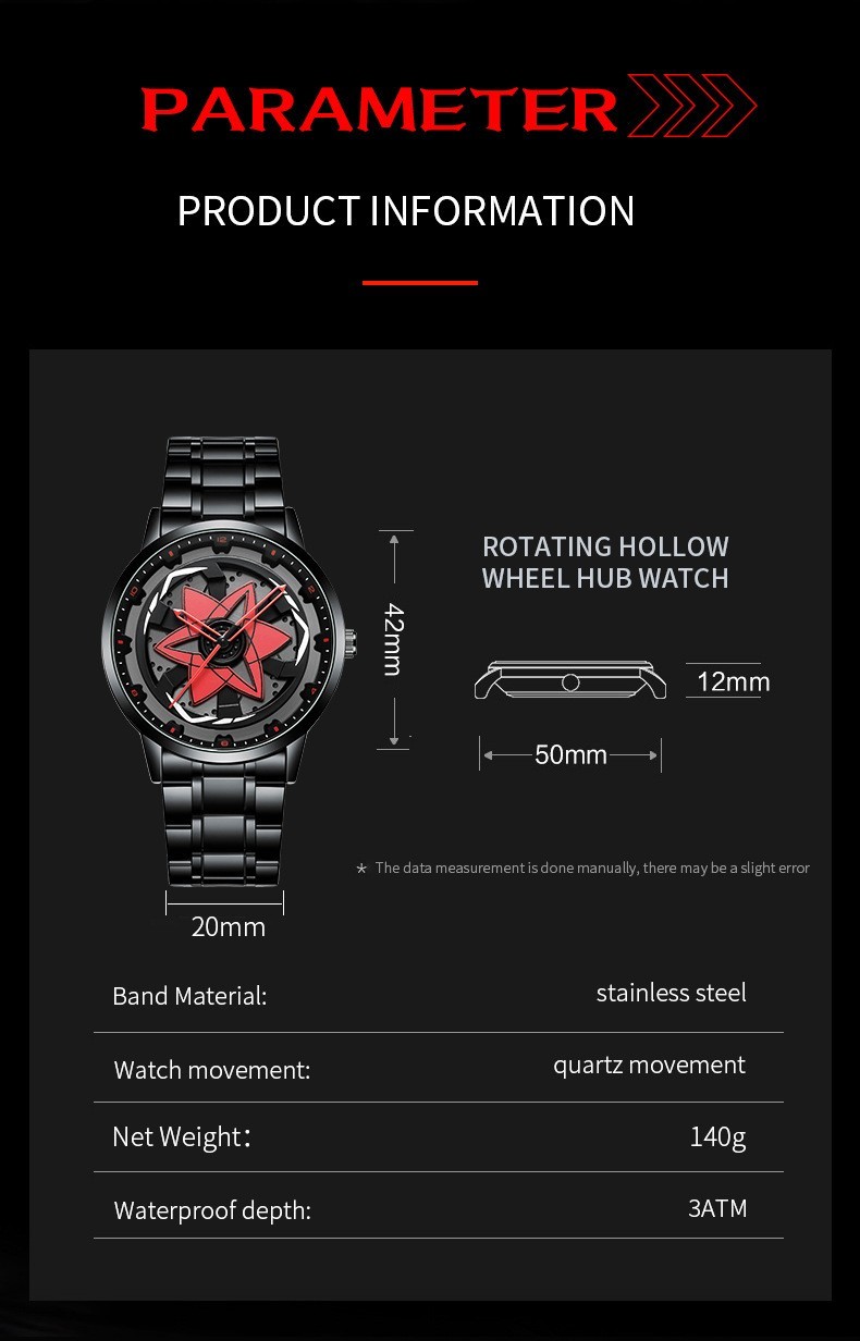VA VA VOOM Sharingan Rotary Dial Men’s Watch Quartz 360 ° Rotating Luxury 3ATM