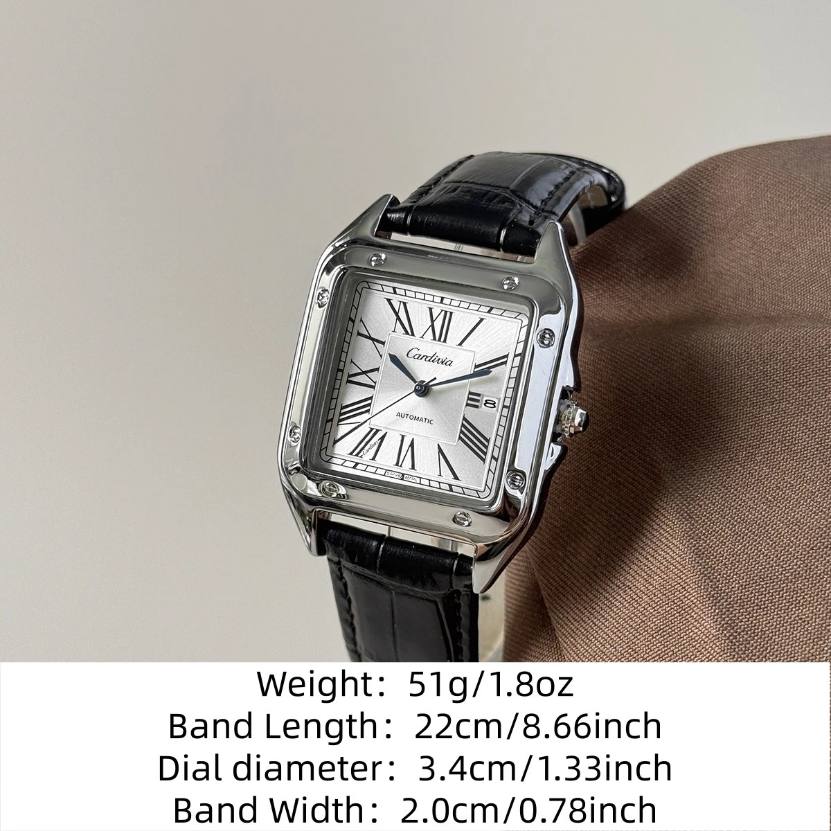 Women’s Square Watch Roman Dial Leather Strap Waterproof Dress Watch