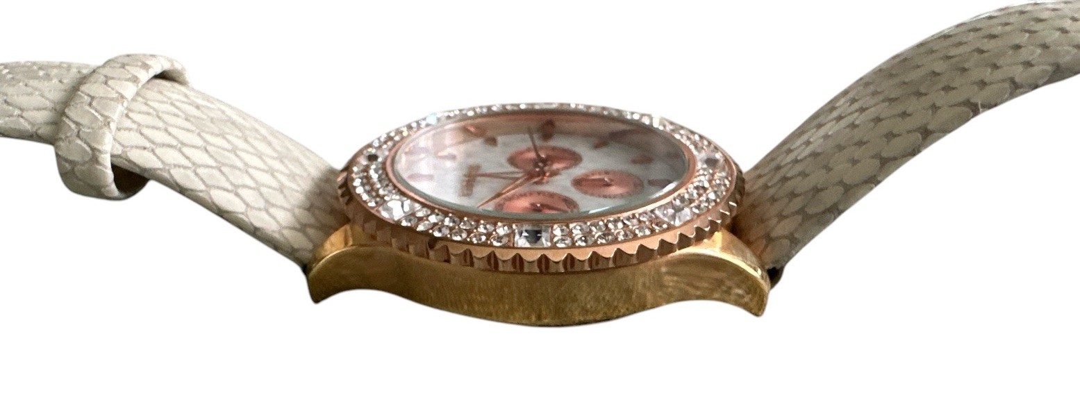 Express FMDEX1430 Crystal Bezel Snakeskin Pattern Rose Gold Women’s Chronograph