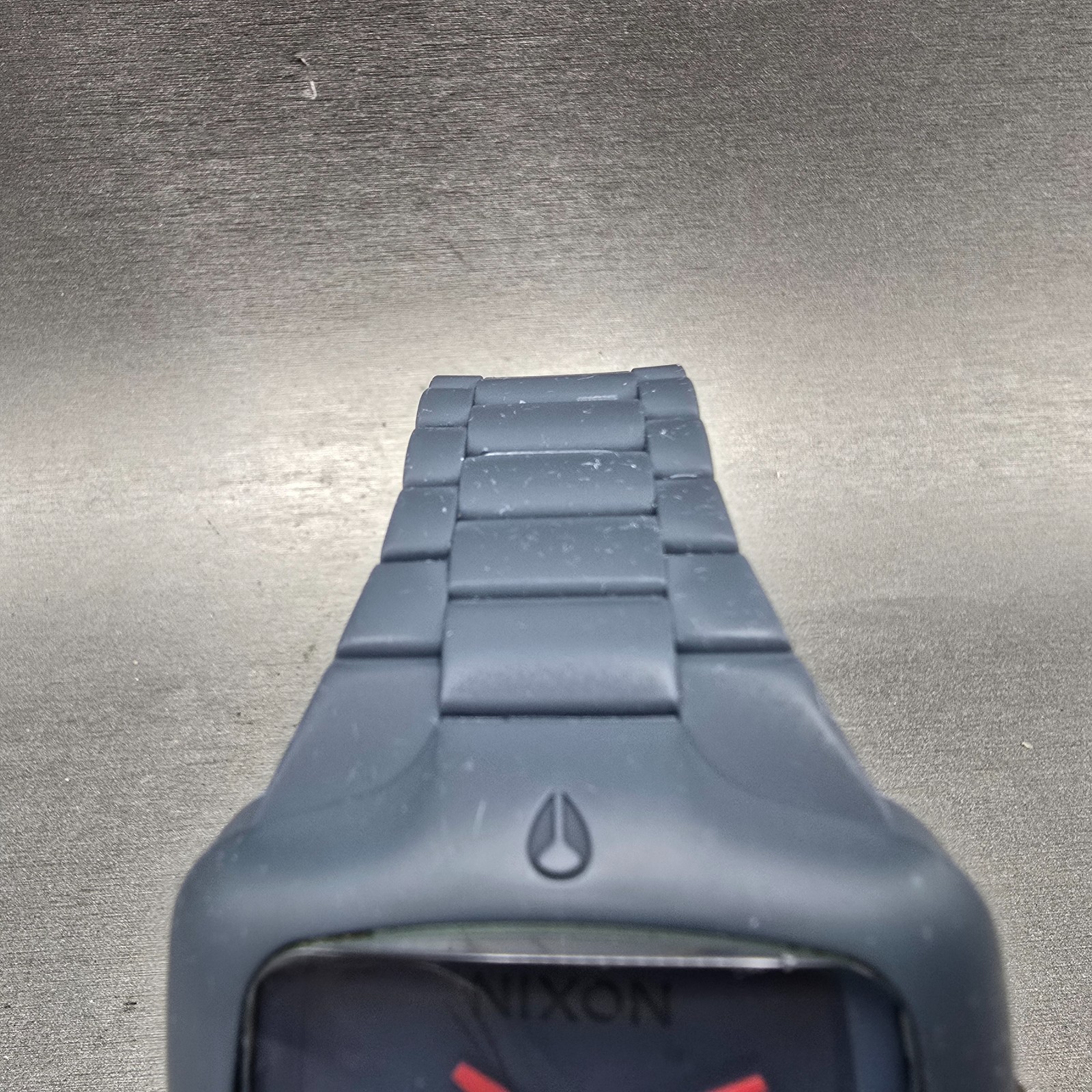 Nixon Rubber Player Watch Men 45mm Gray Dial Gray Tone Rectangle New Battery