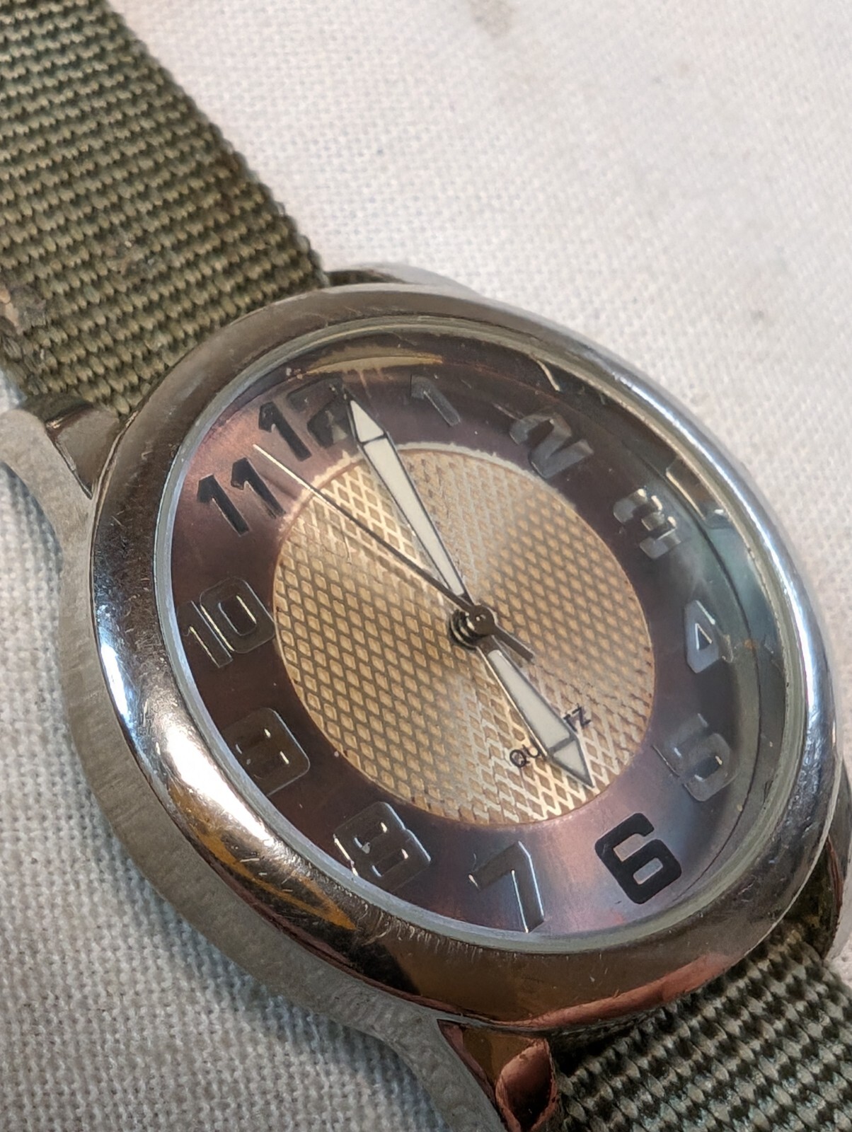 Gold And Bronze Tone Dial On One Piece Strap – Fashion Field Watch With New Batt