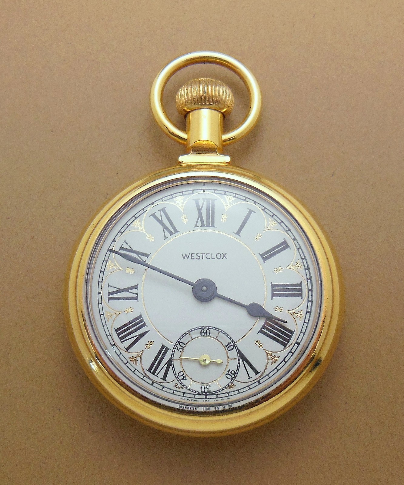 VTG Westclox ‘The Conductor’ Train Themed Mechanical Pocket Watch w/ Chain Runs