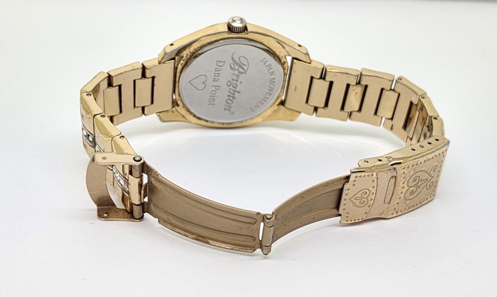 BRIGHTON DANA POINT GOLD TONE CRYSTAL WRISTWATCH, SERVICED,RUNS,VERY GOOD