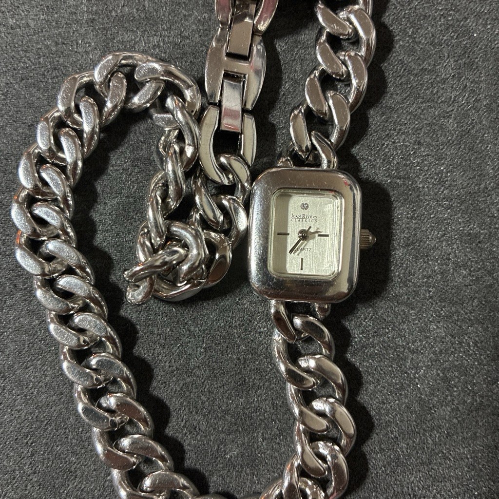 Joan Rivers Classics XXV Quartz Women’s double wrap curb chain bracelet