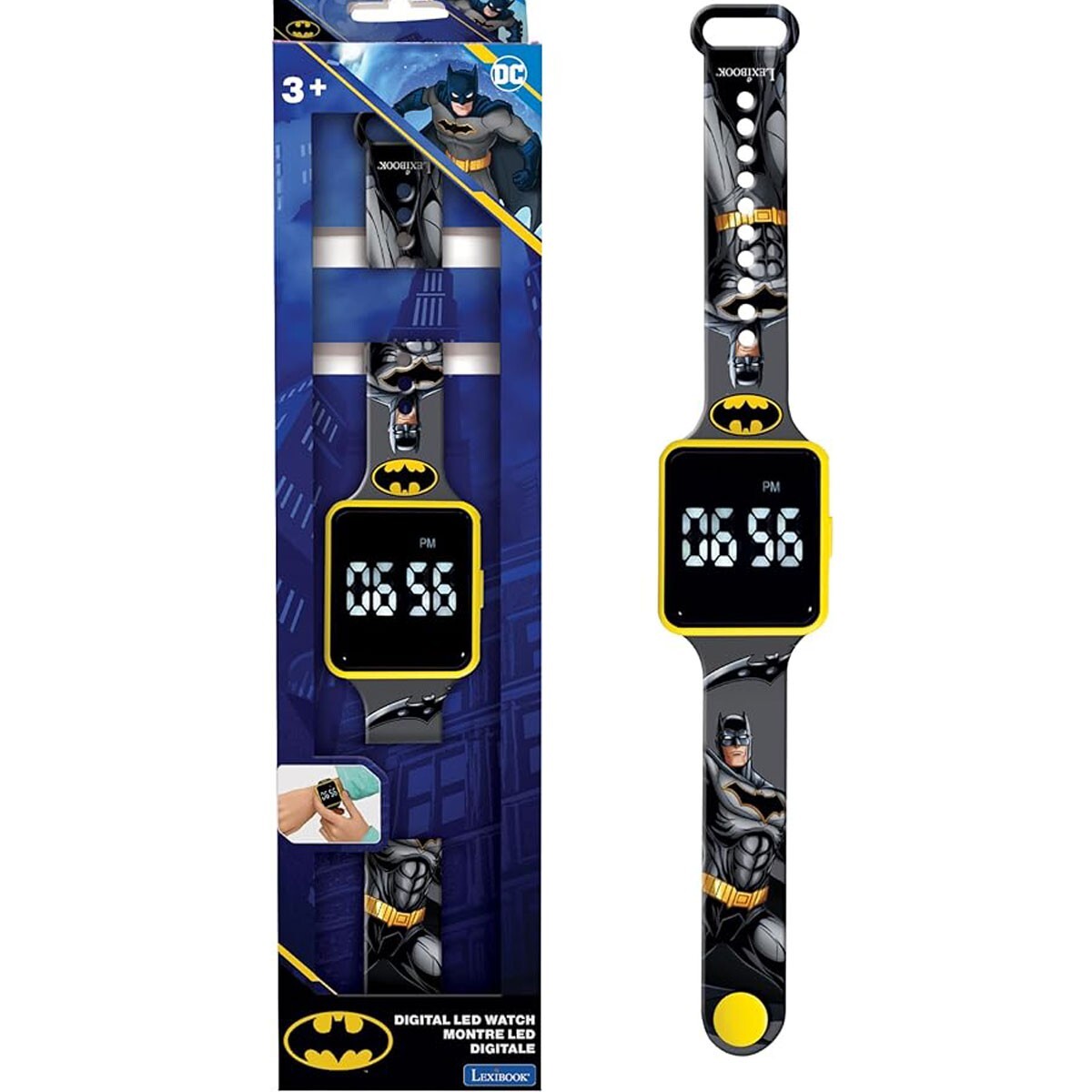 Lexibook Batman LED Digital Kids Watch 12h/24h Display Multicolour – DMW060BAT