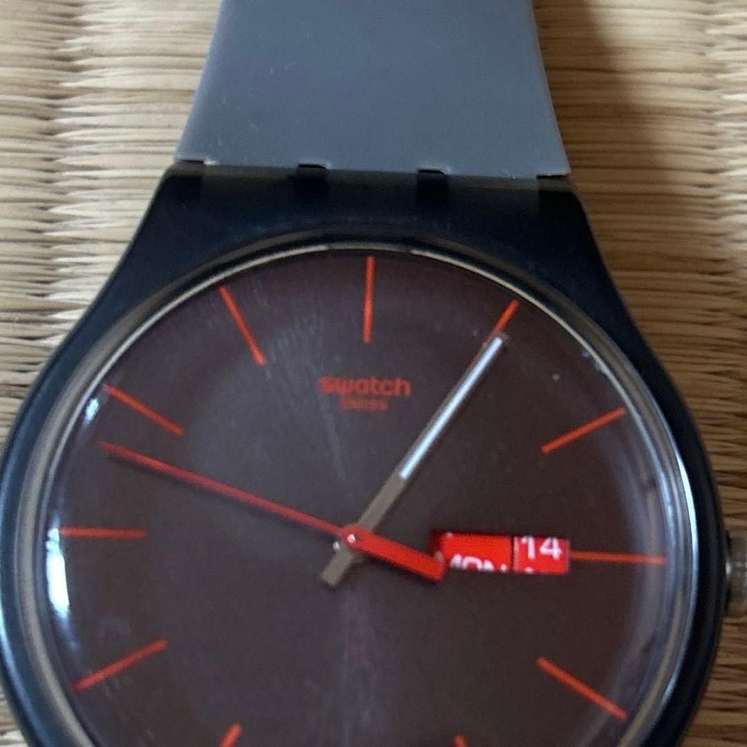 Swatch Men’S Watch Gray Black Red Simple